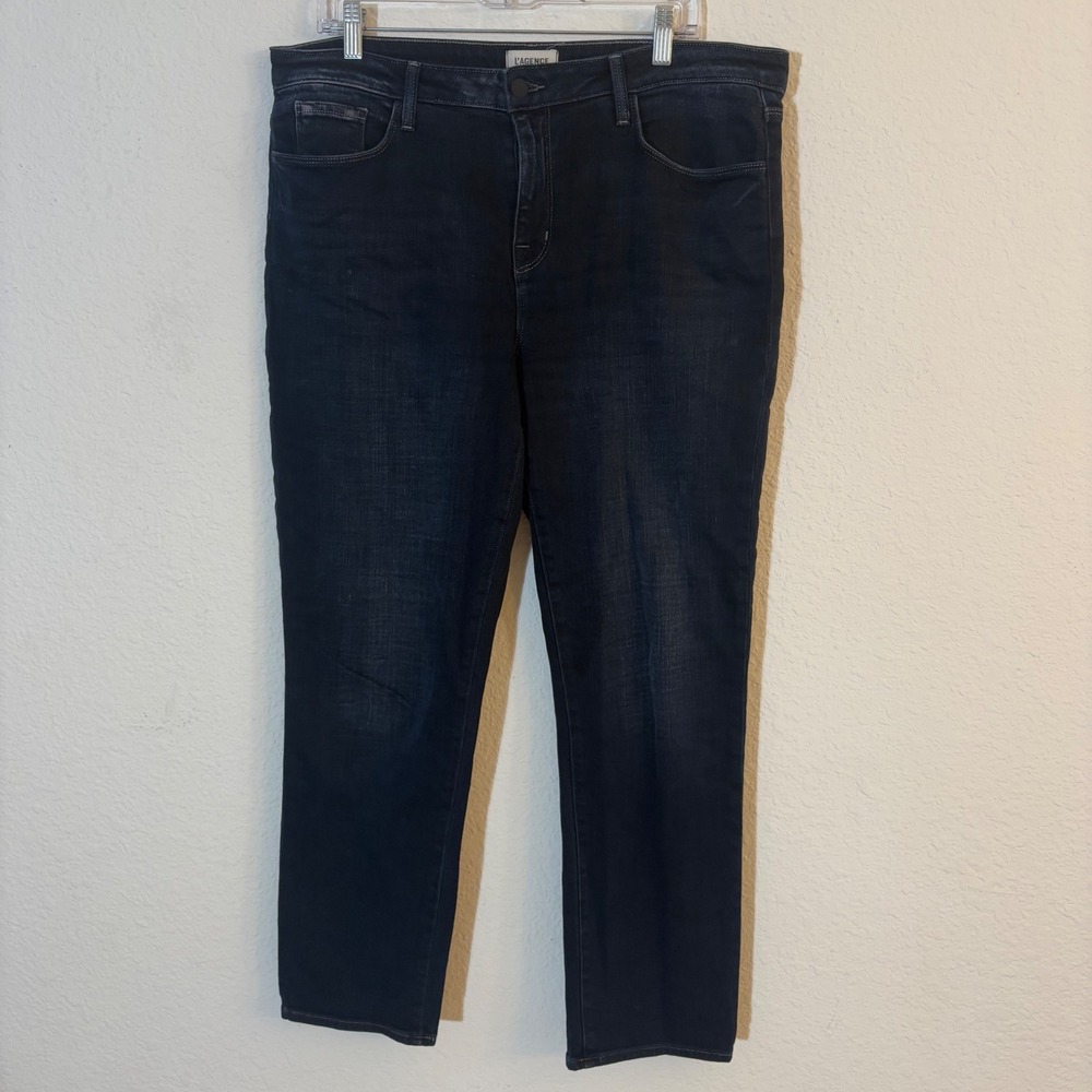 L'AGENCE Marjorie Straight Leg Jeans Size 31 Maverick Dark Wash Indigo